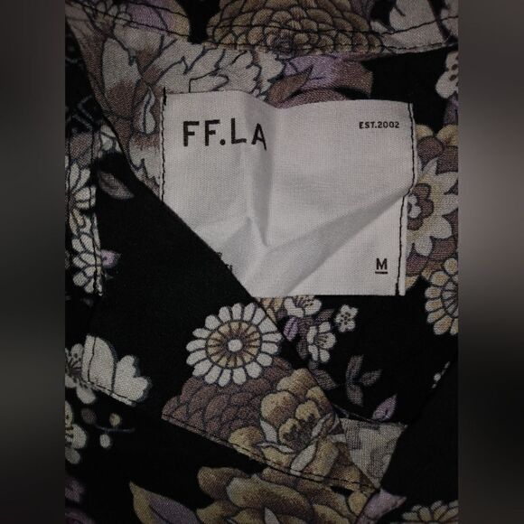 FF. LA Flower button down black&grey dress shirt Medium NWOT Great Condition - Picture 4 of 5